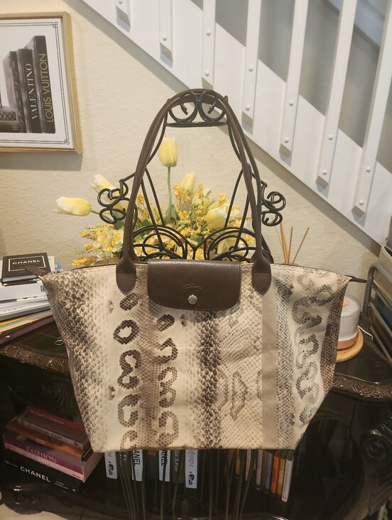 Longchamp Handbags - Longchamp Le Pliage Reptile Toile printed tote bag